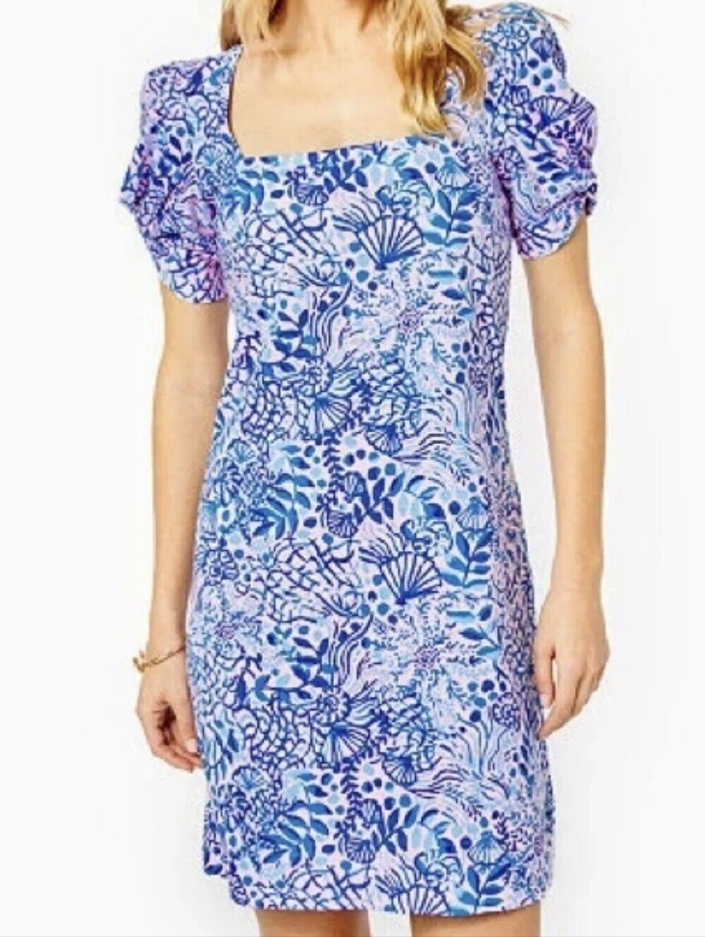 Lilly Pulitzer Pink-blue Print T-Shirt Mini Dress..high Tides Size:M